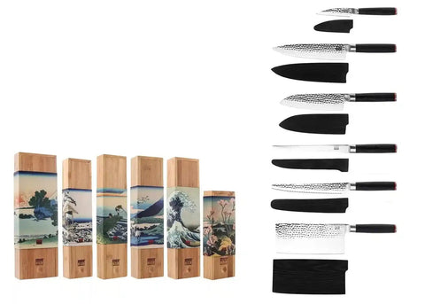 kotai pakka complete set van 6 messen, schilmes, koksmes gyuto, santokumes, fileermes, broodmes en hakmes