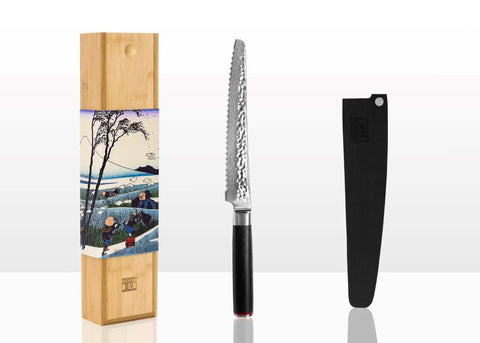 kotai pakka damascus broodmes 20 cm pakkahout met mesbeschermer en doos