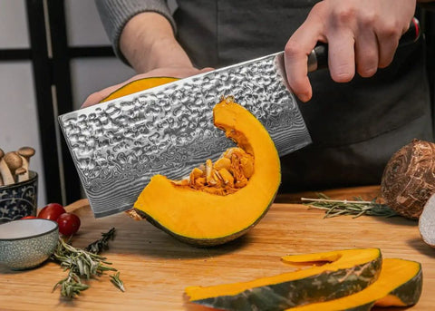 snijden met kotai pakka damascus hakmes 19 cm pakkahout