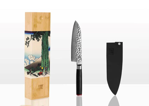 kotai pakka damascus santoku 18 cm pakkahout met mesbeschermer en doos