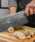 groente snijden met kotai pakka damascus hakmes 19 cm pakkahout