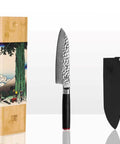 kotai pakka damascus santoku 18 cm pakkahout met mesbeschermer en doos