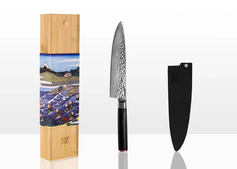kotai pakka damascus koksmes gyuto 20 cm pakkahout met mesbeschermer en doos