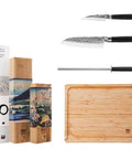kotai pakka set deluxe officemes, santoku, aanzetstaal en snijplank