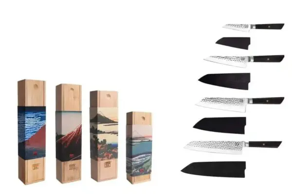 kotai bunka complete set met officemes, groentemes, santoku en koksmes kiritsuke